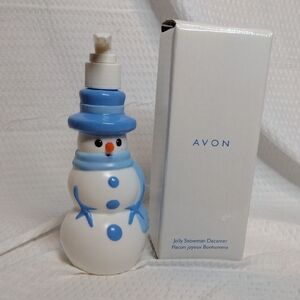 Avon 2004 7" Joly Snowman Decanter with Blue Accents